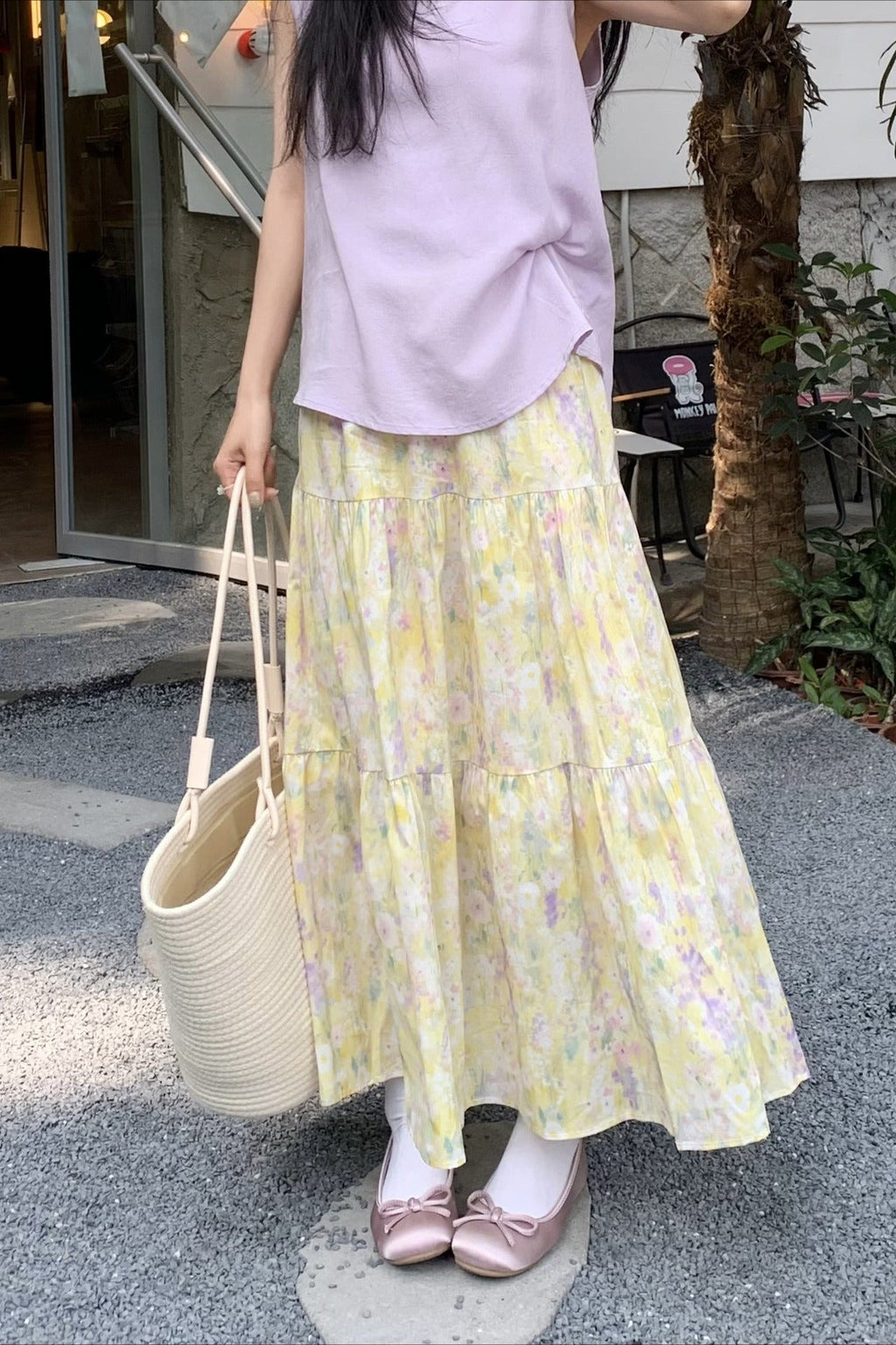 Monet Garden Yellow Floral Midi Skirt image 2