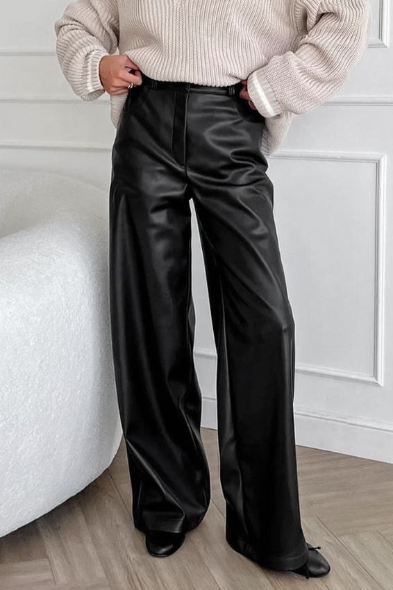 Vintage Fleece-Lined Leather Pants image 1