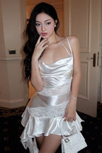 Solid Lace Patchwork Elegant Cami Mini Dress image 1