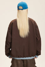 Reversible Stand Collar Colorblock Jacket image 4