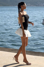 Fall Chic Elegant Strapless Peplum Mini Party Dress image 5