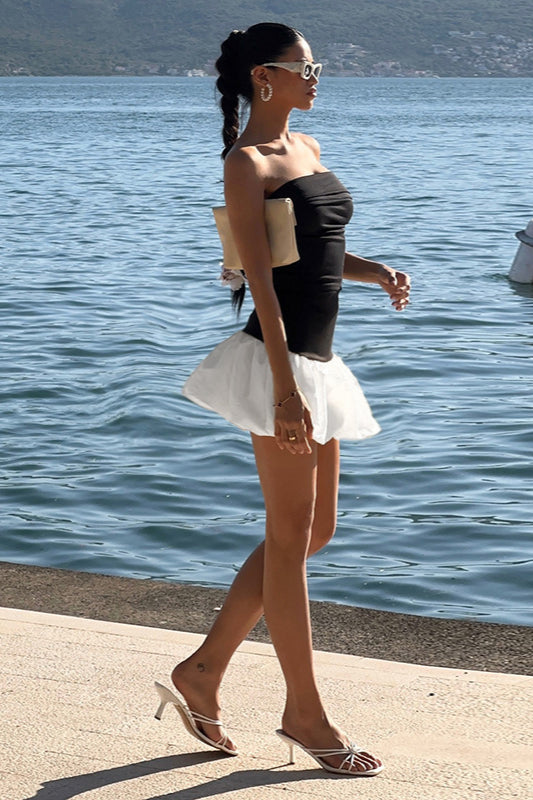 Fall Chic Elegant Strapless Peplum Mini Party Dress image 5