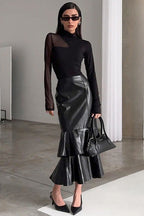 Vintage High-Waist Mermaid Maxi Skirt image 2
