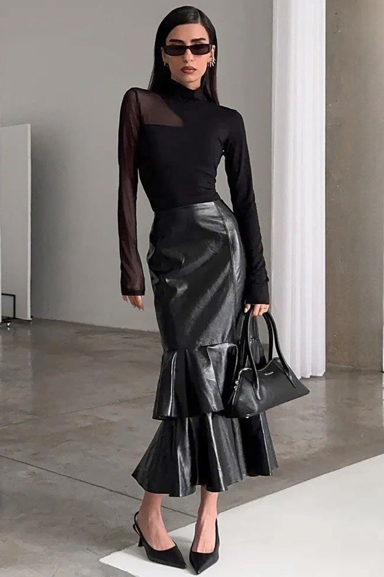 Vintage High-Waist Mermaid Maxi Skirt image 2