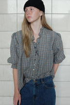 Casual Plaid Ruffle Long Sleeve Blouse image 1
