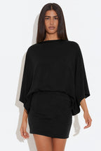 Chic Back Deep V Cowl Neck Loose Mini Dress image 10