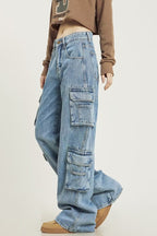 Vintage Washed Wide Leg Cargo Jeans image 8