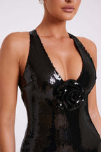 Backless Floral Sequin Maxi Dress image 17