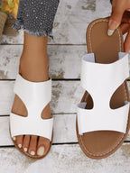 Fiona Flat Sandals detail view styled for Avrienne