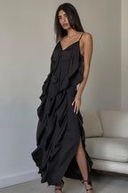 Chic Ruffle Trim V Neck Cami Slip Maxi Dress image 4
