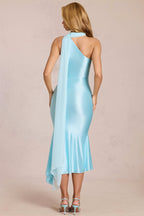One Shoulder Mesh Satin Maxi Dress image 6