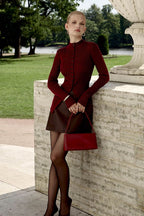 Single-Breasted Rib-Knit Slim Long Sleeve Blouse image 2