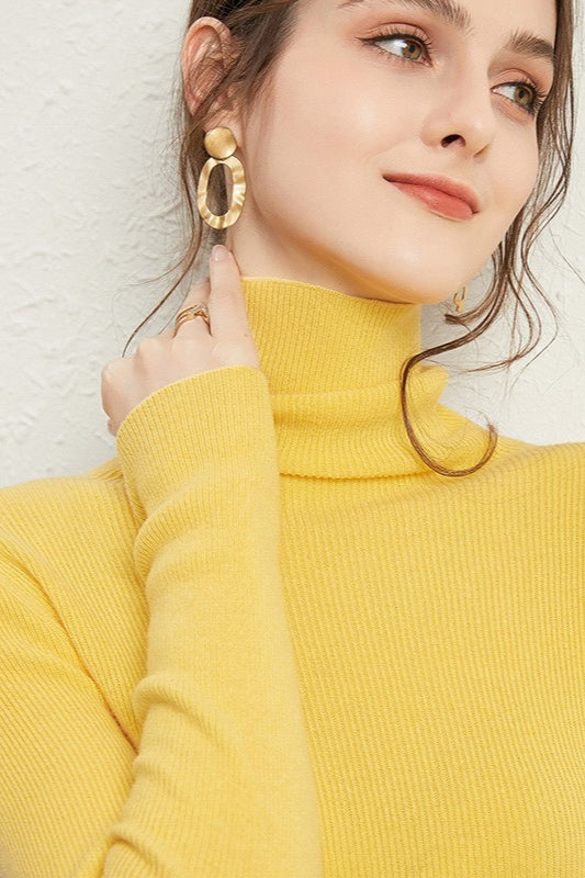 Ribbed Turtleneck Long-Sleeve Slim Stretch Knit Top image 9
