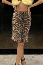 Stretchy Short Leopard Print Sequin Statement Skirt image 1