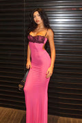 Sheer Lace Patchwork Fitted Cami Maxi Dress image 1