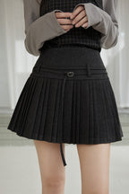 Solid Wool Pleated High Waist Skirt image 13