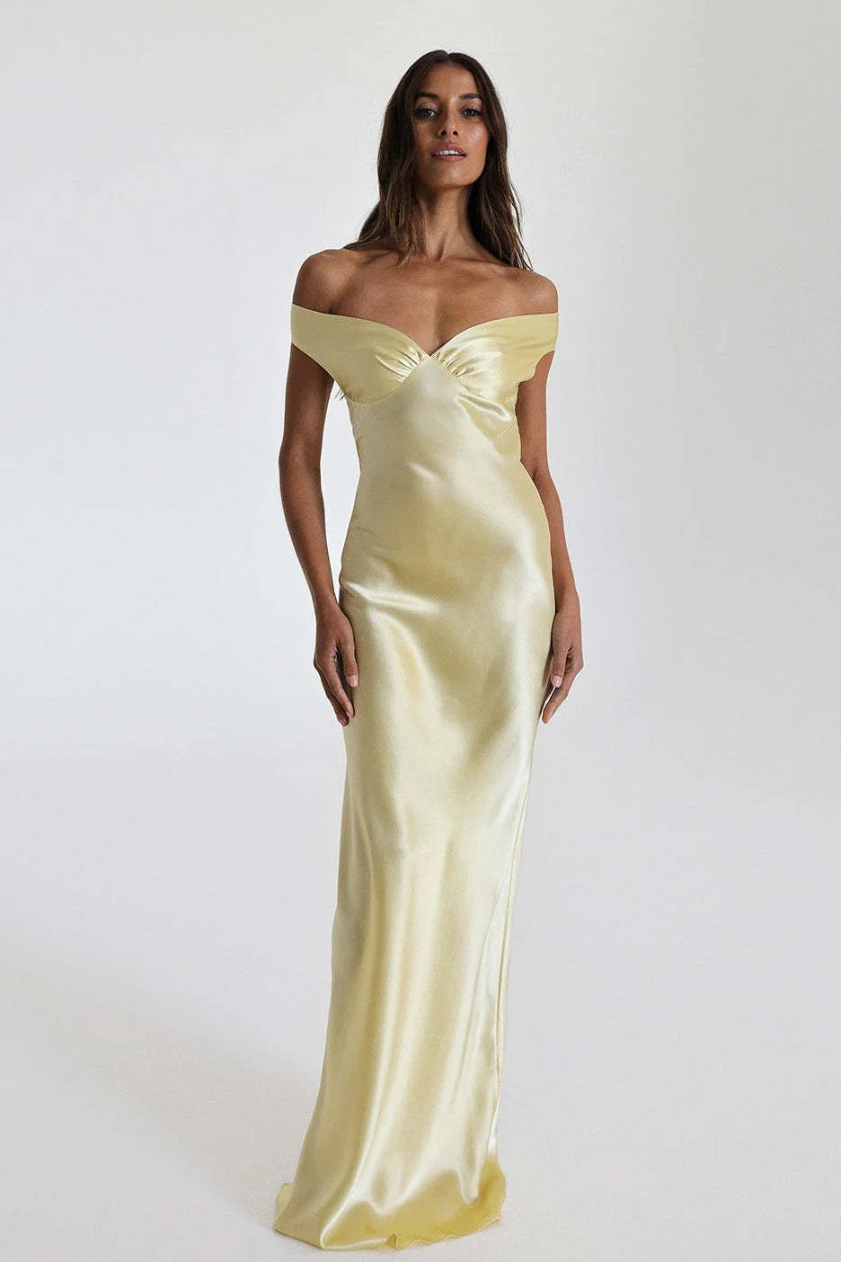 Vintage Satin Mermaid Off Shoulder Maxi Dress image 1