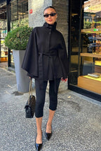 Elegant Stand Collar Belted High-Quality Coat image 1