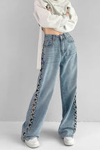 Side Braided Cutout Wide Leg Jeans image 2