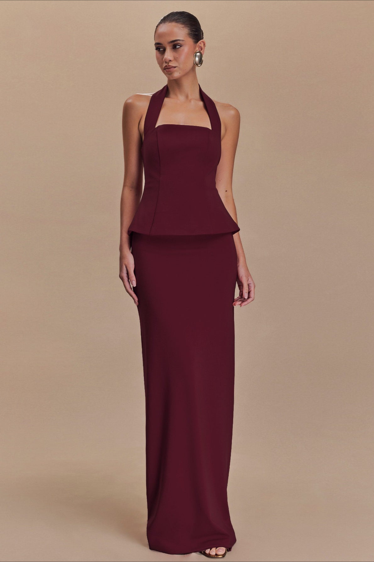 Solid Halter Backless Maxi Formal Dress image 13