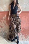 Y2K Leopard Print High-Waisted Loose Fit Skirt image 1