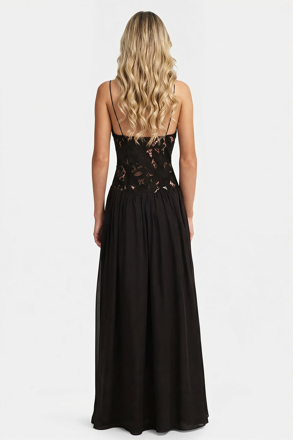 Elegant Lace Hollow Splice Chiffon Dress image 7