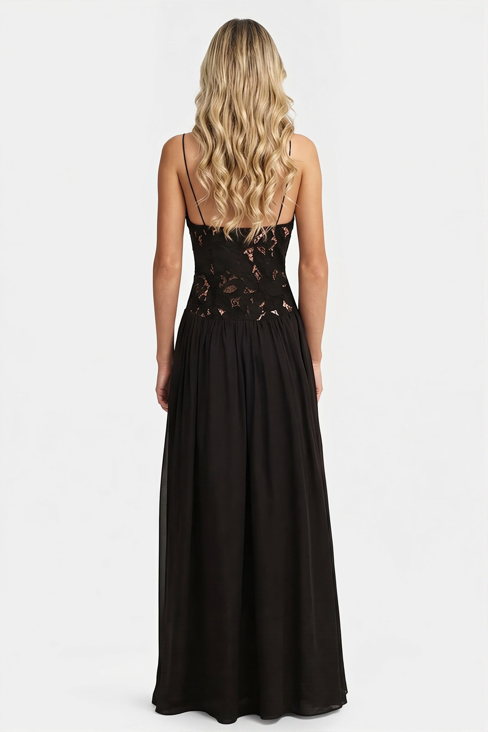 Elegant Lace Hollow Splice Chiffon Dress image 7