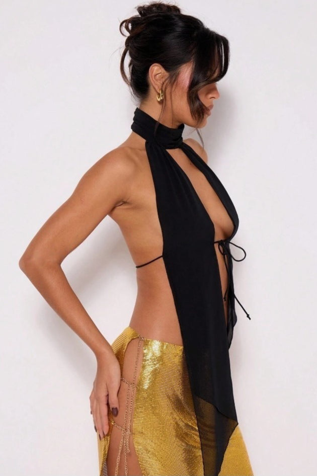 Stand Collar Halter Backless Leopard Halter Top image 7