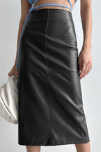 PU Leather Split Slim-Fit Skirt image 4