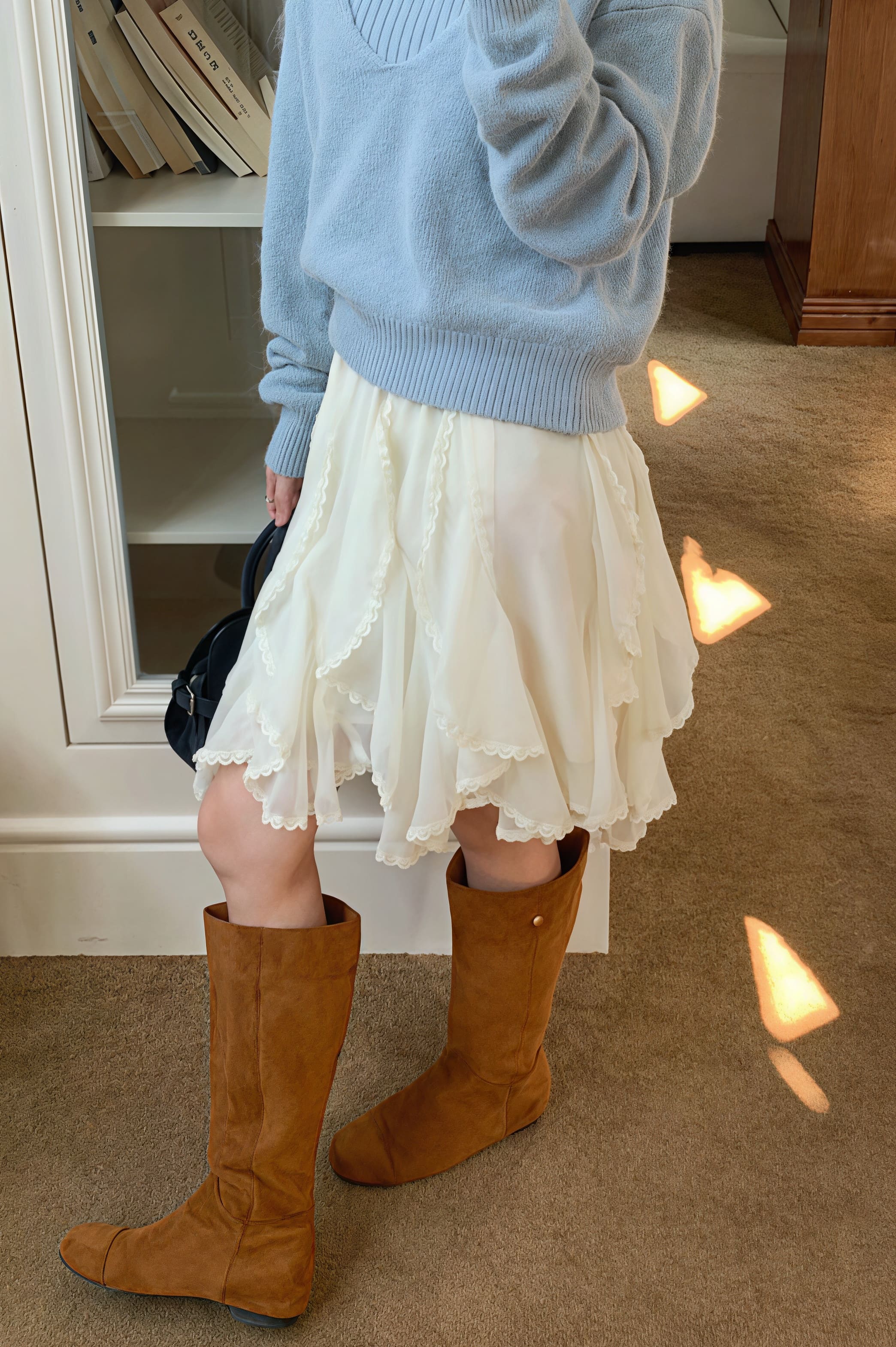 Romantic Ruffled Asymmetrical Chiffon Mini Skirt image 3