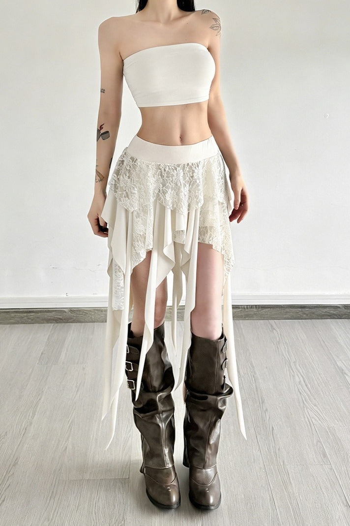 Chic Color Block Drape Tie Asymmetric Skirt image 1