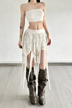 Chic Color Block Drape Tie Asymmetric Skirt image 1