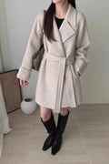 Robe-Style Double-Face Wool Long Hepburn Coat image 1