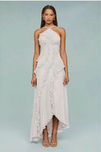 Ruched Halter Sexy Backless Maxi Dress image 4