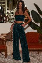 Suede Relaxed Button Straight Wide Leg Pants image 17