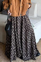Plaid Vintage Earthy Tones High Waist Flowy Midi Skirt image 5