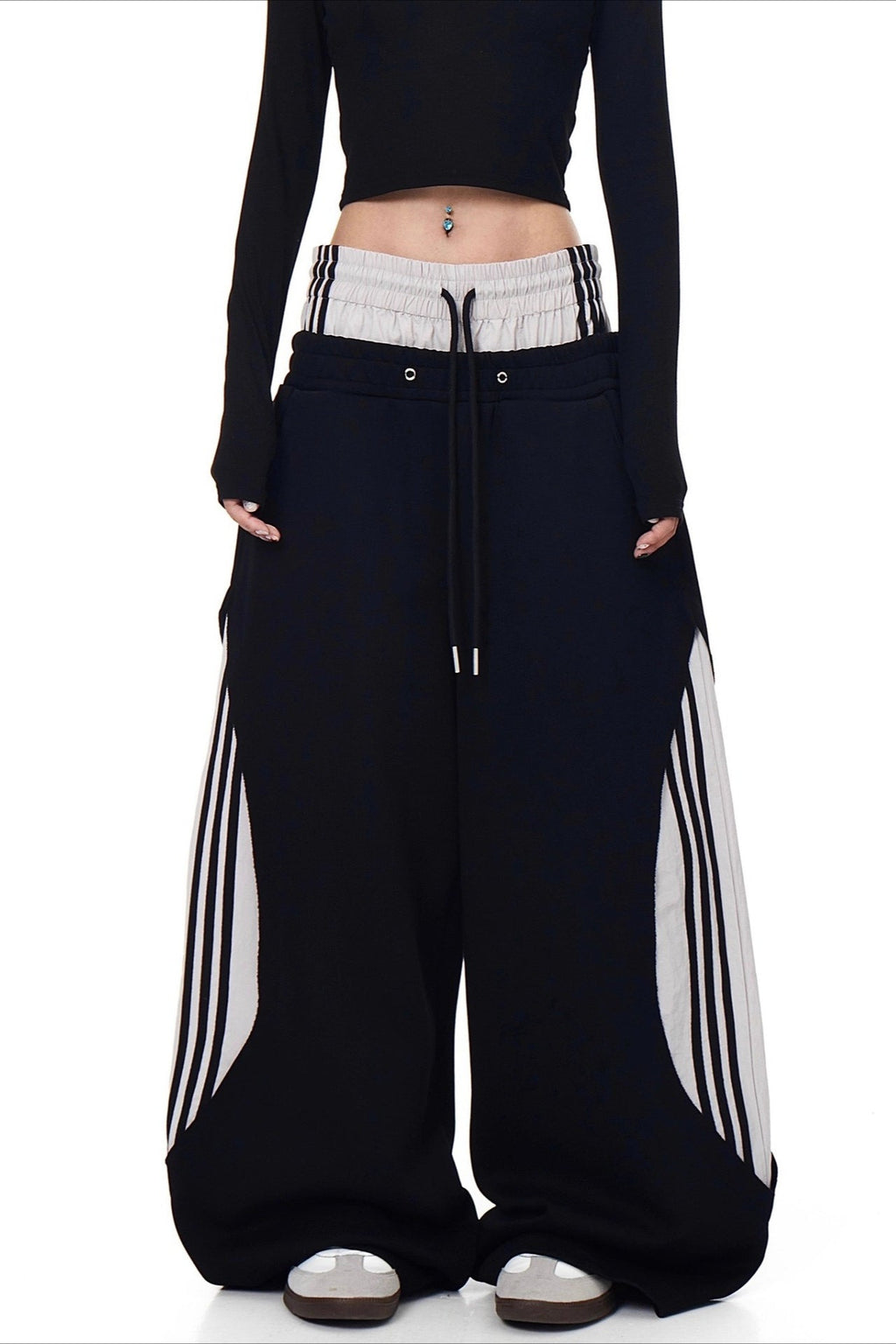 Double Waist Drawstring Stripe Pants image 4