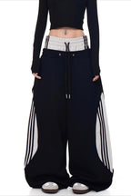 Double Waist Drawstring Stripe Pants image 4