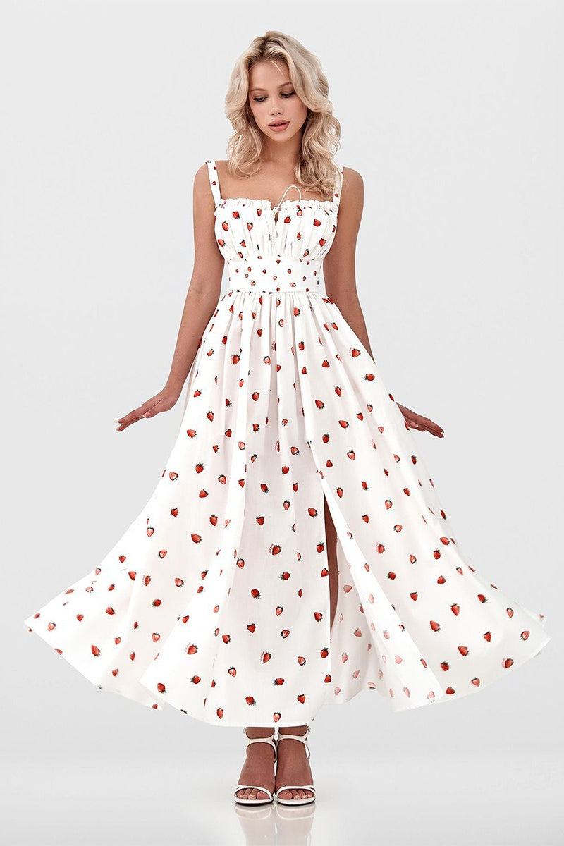 Floral Cami Tie High Waist Slit Midi Dress image 14