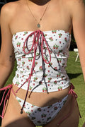 Plaid Strawberry Two Piece Swim Set image 1
