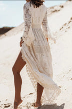 Lace V Neck Hollow Boho Dress image 3