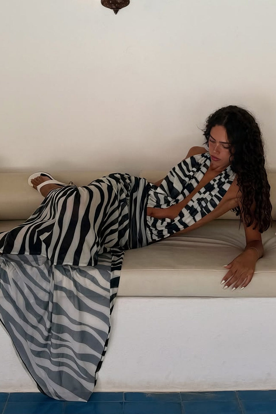 Halter Cutout Back Leopard High Slit Sleeveless Maxi Dress image 5