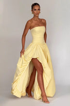 Strapless Ruched A Line Formal Dress image 3