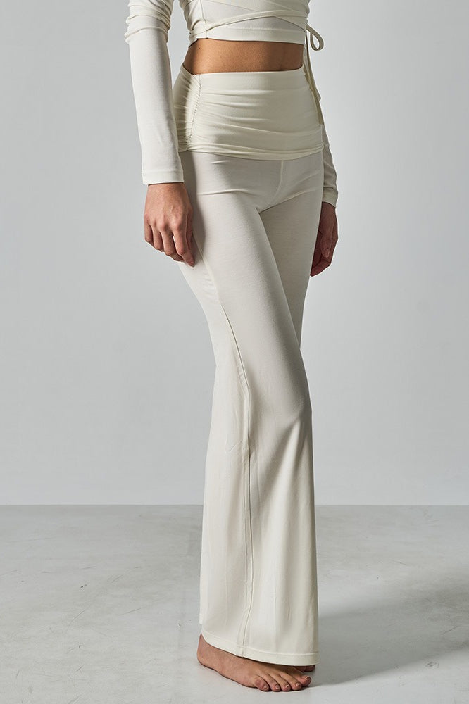 Solid Fitted Foldover Soft Pants image 5