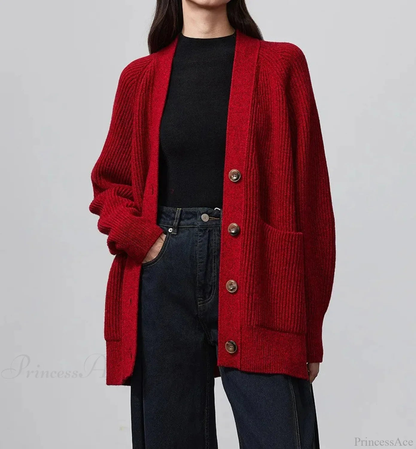 100% Merino Wool V-Neck Thicken Cardigan image 3