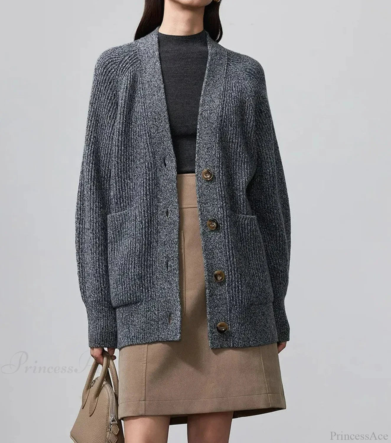 100% Merino Wool V-Neck Thicken Cardigan image 1