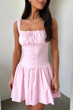 Allegra Button Cami Dress detail view styled for Avrienne