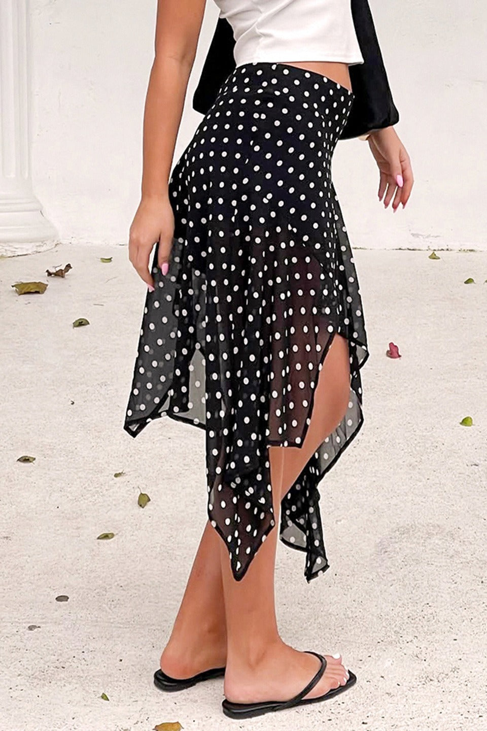 Polka Dot Wrap Tie Midi Skirt image 3
