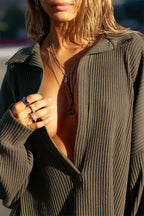 Sexy V Neck Knit Collar Blouse image 3