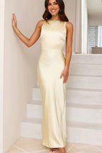 Solid Satin Sexy Backless Cami Maxi Dress image 1